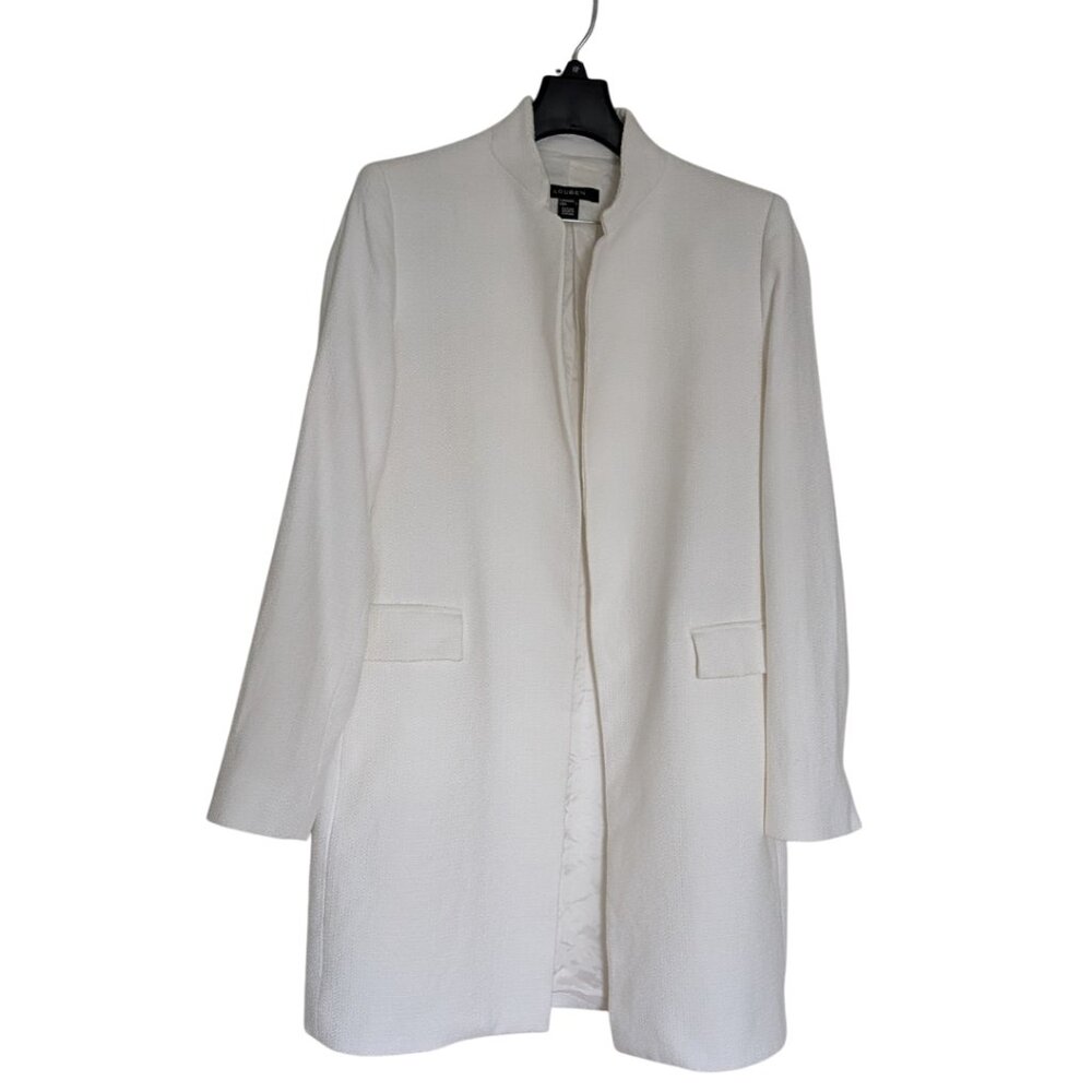 LOUBEN White 100% Cotton Coat No Collar Women's Size 4